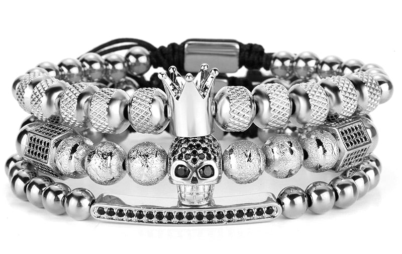 Men's GOLD CROWNED LION Bracelet | Men's Pavé Cubic Zirconia Gold Stainless Steel Lion Crown Crazy Lace Agate Gemstone Beaded Bracelet - Foto 11