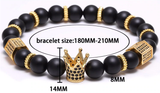 Royal Gold Crown Matte Stone Bracelet - Tasseti
