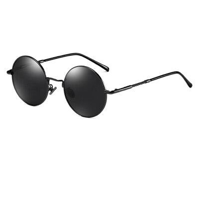 All Black Classic Polarized Round Sunglasses - Tasseti