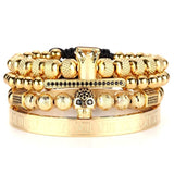 Luxury Crown CZ Skull Bracelet 4pcs  [3 Variants] - Tasseti
