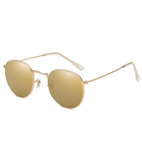 All Gold Retro Round Sunglasses - Tasseti