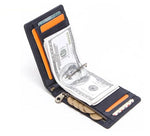 RFID Navy Blue Leather Thin Money Clip - Tasseti