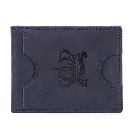 RFID Navy Blue Leather Thin Money Clip - Tasseti