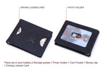 RFID Navy Blue Leather Thin Money Clip - Tasseti