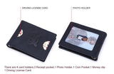RFID Navy Blue Leather Thin Money Clip - Tasseti