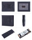 RFID Navy Blue Leather Thin Money Clip - Tasseti