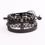 Luxury Crown CZ Skull Bracelet 4pcs  [3 Variants] - Tasseti