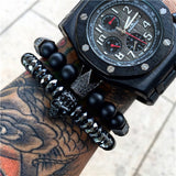 Royal Black Crown Matte Stone Bracelet - Tasseti