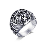 Silver Lion Head Ring - Tasseti