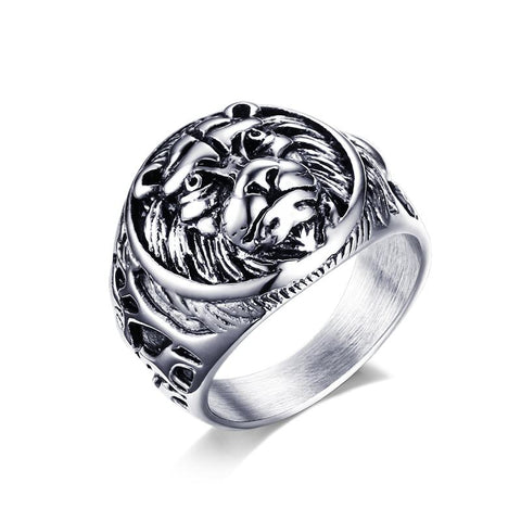 Silver Lion Head Ring - Tasseti