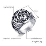 Silver Lion Head Ring - Tasseti
