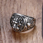 Silver Lion Head Ring - Tasseti