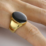 Enamel Carbon Fiber Golden Ring - Tasseti