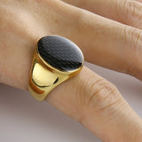 Enamel Carbon Fiber Golden Ring - Tasseti