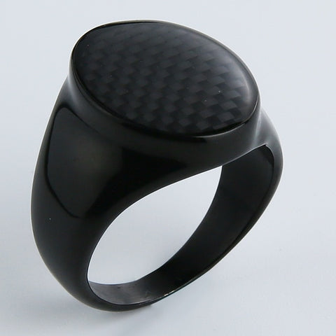 Enamel Carbon Fiber Black Ring - Tasseti
