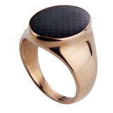 Enamel Carbon Fiber Rose Gold Ring - Tasseti