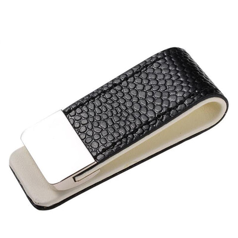 Luxury Black Leather Money Clip - Tasseti