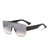 Silver Mirror Oversized Square Shield Style - Tasseti