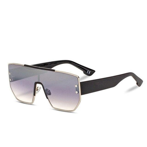 Silver Mirror Oversized Square Shield Style - Tasseti
