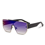 Blue Mirror Oversized Square Shield Style - Tasseti