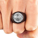 Black Silver Lion's Crown Ring - Tasseti